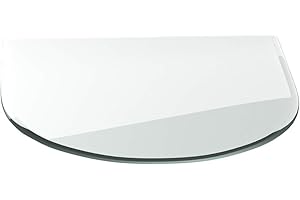 ‎DURAFLAMM FUNKENSCHUTZPLATTE Funkenschutzplatte G1 Rundbogen ESG 6 mm x 1200 mm x 1000 mm mit 18mm Facettenschliff Glasplatte Bodenplatte Kaminplatte Ofenplatte Kaminglas