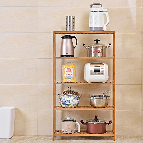 Songmics 5 Ablagen Badregal Küchenregal Standregal Schuhregal Blumenständer Bücherregal Bambusregal 130 x 60 x 26 cm BCB35Y - 4