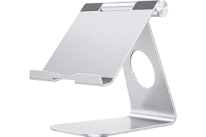 OMOTON Support Tablette en Aluminium Réglable, Compatible avec iPad 10.9/10.2, Pro 13/12.9/11, Air 6/5/Mini, et Autres Tablettes, Argenté