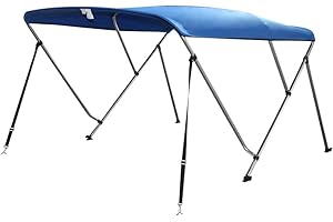 MiDMarine Premium Fabric Boat Bimini Top Canopy, 3 Bow, Multiple Colour & Size Option, Pacific Blue, 160-180cm