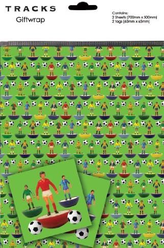 Subbuteo Football Figures Gift Wrap Pack - 2 Sheets + 2 Tags Wrapping Paper