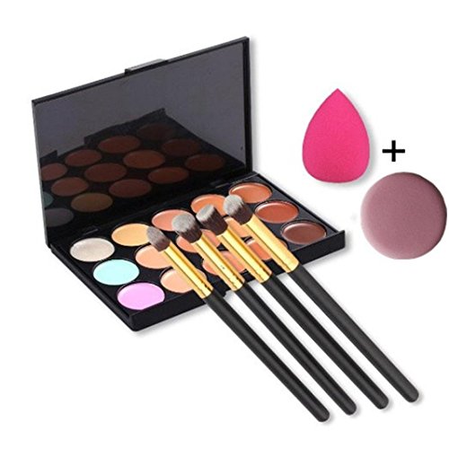 Tonsee 15 color Concealer+1 x Sponge Puff+ 4x Makeup Brush+ 1x Face Puff