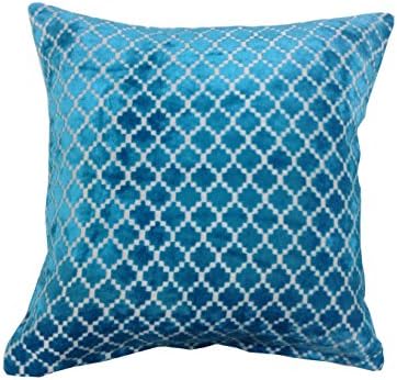 Versace Square Cushion Cover Soft Chenille Squares 43x43cms (Teal Blue)