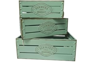 VEA SRL 3 Cassette vintage frutta e verdura Verdi, Cassette decorative in metallo per interni ed esterni, Oggetti vintage Shabby chic, Libri, vinili, CD, DVD (FIL 61121)