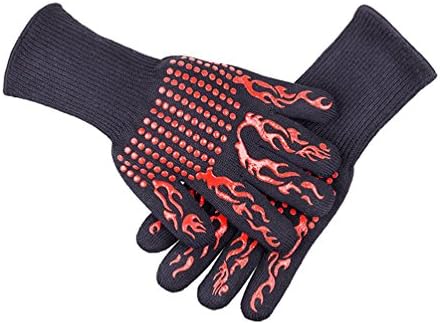 Heat Resistant Gloves,Extreme 932°F Cooking Gloves BBQ Grill Gloves EN407 Certified Fire Resistant Gloves-Use for Dutch Oven,Big Green Egg,Pizza Stone, Fireplace Tools,Outdoor Picnic(Fire)