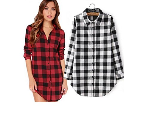 Preisvergleich Produktbild Gold butterfly@ Europäische und Amerikanische Baumwolle Mit Langen Ärmeln Strickjacke Langen, Wilden Kariertes Hemd Druck Plaid (2 Farben)