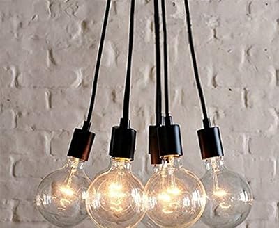 Asvert Suspension Vintage Multi Cordes Lampe Edison Ampoule Suspendue 7 Têtes, Noir