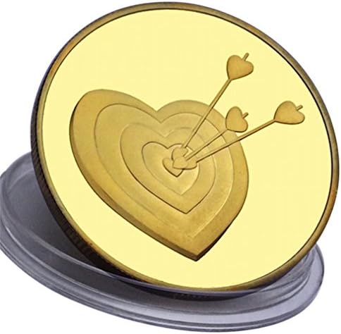 HEARTS COIN - 24 CARAT GOLD PLATED - 1 OZ - 4.0 CM - HIGHEST ROYAL MINT QUALITY - LOVE - ROMANTIC GIFT - VELVET GIFT POUCH - FULFILLED BY AMAZON