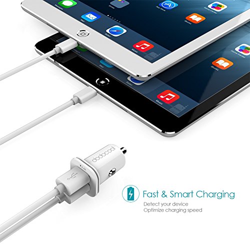 dodocool Mini Cargador de coche 24W 4 8A Dual USB Cargador m  s peque  o y compacto para Phone 6s  iPad  Samsung Galaxy S7 y otros Dispositivos Color Blanco