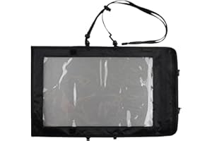 WEQTS Map Case, Waterproof Map Holder, Hiking Map Pouch Holder with Clear Window & Lanyard, Transparent Plastic Case for Camping Documents and Electronics(Black)