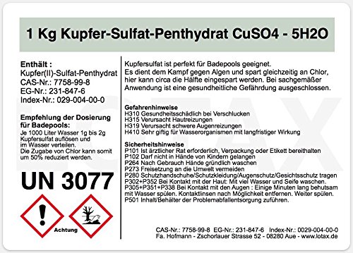 1kg Kupfersulfat Pentahydrat CuSO4 * 5H2O Kupfervitriol - 2
