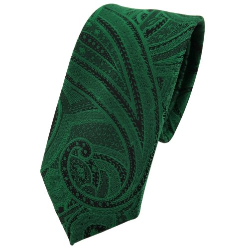 TigerTie - corbata estrecha - verde verde esmeralda negro Paisley