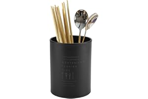 JENNGAOO Uchwyt na przybory kuchenne, kosz na sztućce ze stali nierdzewnej, organizer na przybory kuchenne, pojemnik na przybory kuchenne do przechowywania pomocnika kuchennego - 10 x 13 cm, 1 litr (czarny)