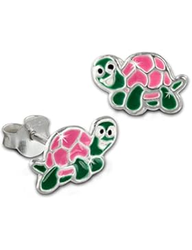 Teenie-Weenie Kinder Ohrring kleine Schildkröte rosa Ohrstecker 925 Kinderschmuck TW SDO8137A