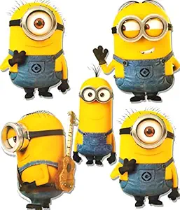 ThemeHouseParty Theme Character cardstock Cutout (Set of 5 or Set of 10) for Birthday Decoration (Minion (Set of 5)) New Year Gift Festival Gift