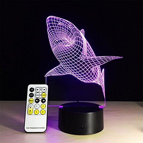 DREAM LAMP Christmas Carnival 3D Illusion Lamp Shark/Yoga Shape Touch Remote Control Light Bedroom Desk Office Decor Night Light kids Gift , Couple