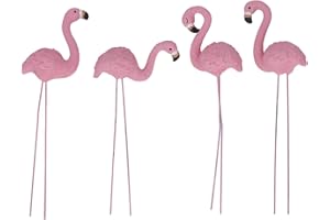 BAOFUYA 4 Szt. Dekoracja PosąGów Ogrodowych Pink Flamingo, Drobne Szczegóły RóżOwe Ozdoby Trawnikowe RzeźBy na śWieżYm Powietrzu Flamingo na Trawnik na PodwóRku