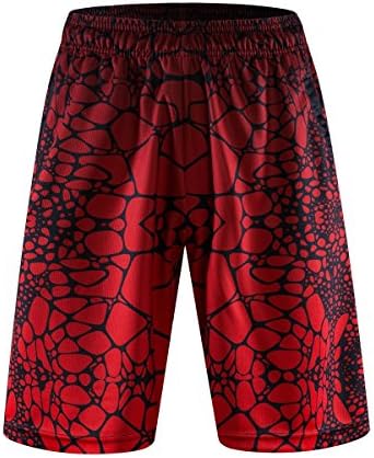 Findci Mens Comfortable Smooth Basketball Shorts - Running Sports Tight Pants (Red net, L)