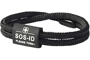 ID-NO.COM SOS-ID Lifestyle Notfallarmband aus robustem Segeltau mit QR-Code (Größe L/Schwarz) – langlebiges & wasserfestes SOS Armband für Notfälle – schneller Zugriff auf Gesundheitsdaten