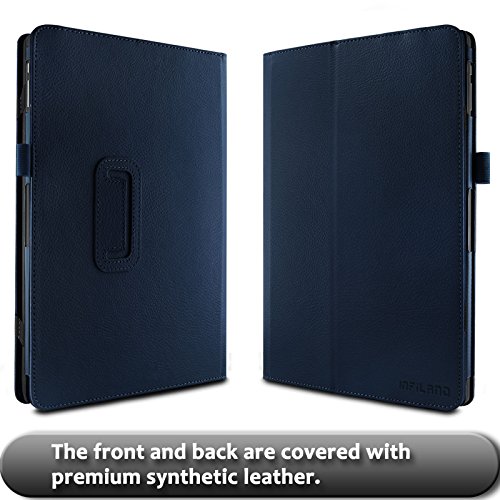 TrekStor SurfTab twin 11.6 Hülle Case -Infiland Slim Fit Folio PU-lederne dünne Kunstleder Schutzhülle Cover Tasche für TrekStor SurfTab twin 11.6 Volks-Tablet, 29,5 cm (11.6 Zoll 2in1 Tablet-PC) (mit Auto Schlaf / Wach Funktion,Tablet und Tastatur sind nicht entgehaltet) (Dunkleblau) - 3