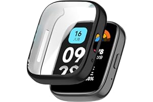 BYISYUE Etui do Redmi Watch 3 Active, folia ochronna, silikonowe etui ochronne z termoplastycznego poliuretanu (TPU), ochrona przed zadrapaniami, kurzem, etui do Xiaomi Redmi Watch 3 Active (czarne)