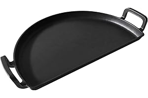 SafBbcue Cast Iron Half Moon Griddle Pan, Griddle Hotplate for 22 inch Charcoal Grill, Weber Premium 22 Inch, Nexgrill, Slow n Sear, VEVOR, Kamado, Big Green Egg 22" Charcoal Kettle Grill Accessories