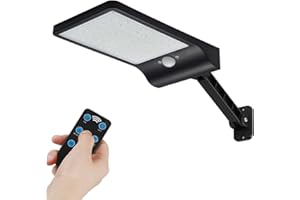 INDARUN 56 LED 550LM Lampes Solaires Extérieur Etanche IP65, Applique Murale Led Telecommande, Lampe de Sécurité Solaire Sans Fil pour Jardin, Garage, Cour, Escalier, Patio