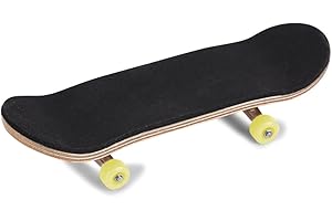EIMSOAH Maple Wooden Alloy Finger Skateboards, Wheels PU Pad, Rubber Shock Absorption Full Set with Box for Stress Relief (Yellow)