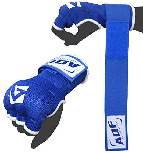 AQF - Boxeo Guantes Interiores Vendas Puño Acolchado Vendas Gel MMA Kick Guantes para Correa, Color Negro, Azul y Rojo, Azul