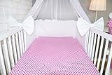 Amilian® Baby Bettwäsche 5tlg Bettset mit Nestchen Kinderbettwäsche Himmel 100x135cm Dahlie rosa Chiffonhimmel - 3