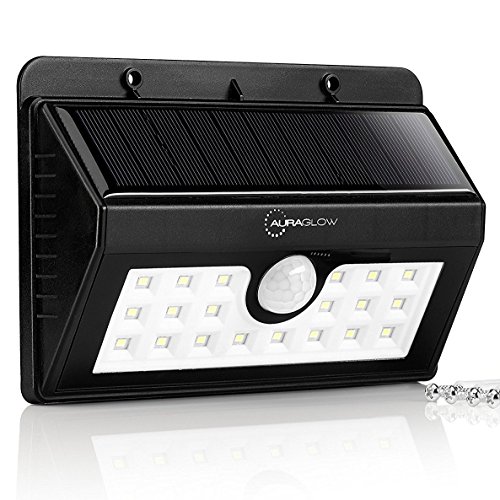 Preisvergleich Produktbild Auraglow Drahtloser Superhelles Sicherheitslicht mit PIR Bewegungssensor Wetterfest Solarbetrieben Sicherheit Licht 20 Led's - 3 Intelligiente Modi