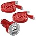 Produktbild Fonetic Solutions Kompatibel mit Viliv X70 EX 17,8 cm (7 Zoll), 12 V/24 V, kompakt, kleine Bullet, USB Dual Port Kfz-Reiseadapter, Ladegerät und 2 x 1 m Micro-USB-Ladekabel