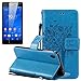 Produktbild ISENPENK Sony Xperia Z3 Leder Hülle,Flip PU Leder Tasche Bookstyle Cover Case mit Intern Karte Schlitz,Anti-Sturz Stoßfest Abdeckung Entwurf Stoßdämpfend Triangle Hemming Schutzhülle,Schmetterling Drucken Magnetic Closure Baum und katze Drucken Muster Brieftasche mit Standfunktion und Handy Gürtel für Sony Xperia Z3 5.2 Zoll-[blau] +Panzerglas Display/Folie/schutzfolie
