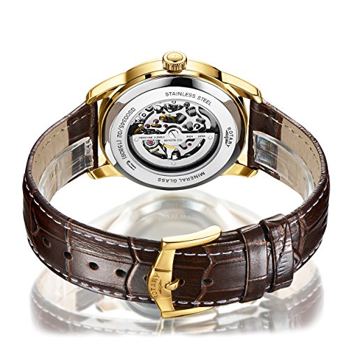 Rotary Men's Automatic Watch with White Dial Analogue Display and Brown Leather Strap GS00345/02