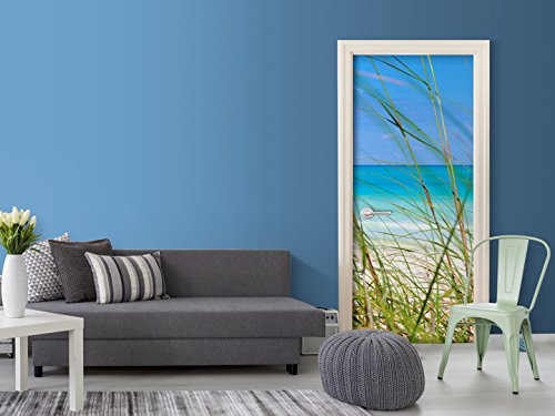 Türtapete XXL 100×210 cm ! Premium Vliesleinwand mit Samt Haptik! Fototapete Tapete Türpanel Türposter Tür Foto Bild Design Natur blau c-B-0221-a-b - 3