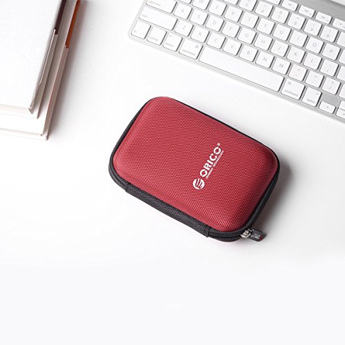 ORICO Festplattentasche Schutztasche Schutzbox für 2,5 Zoll externe tragbare Festplatten Western Digital WD Seagate Toshiba Samsung Intenso (2.5″, Rot) - 7