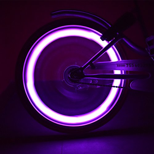 Riao-Tech 4er Set Lila LED Fahrrad Speichenlicht Speichenreflektoren Lichter, Rad Speichenleuchten für Felgen mit 3 Modi - 3