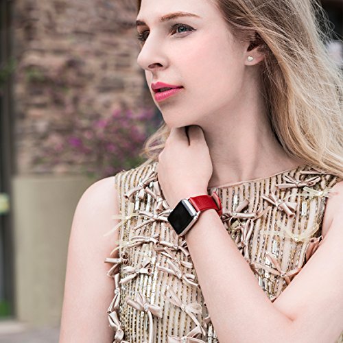 Fullmosa Compatible Correa Apple Watch 38mm 42mm Cuero  15 Colores Correa para Apple Watch iWatch Serie 3 Serie 2 Serie 1  Sangre Roja 38mm