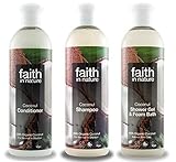 Faith In Nature Coconut Shampoo, Conditioner & Shower Gel Trio