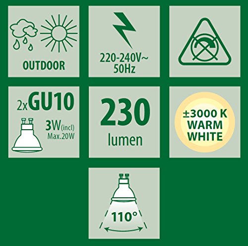 Ranex 5000.467 SMD LED Wandleuchte, Außenwandleuchte, GU10, 3 W, IP44 - 5