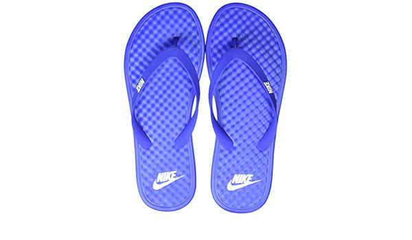 blue nike flip flops