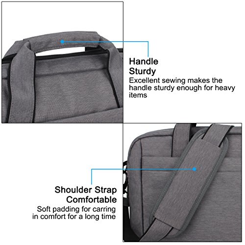 Zikee 13,3-14 Zoll wasserfeste und 360° stoßfeste Messenger-Bag als Schutz für Ihren Laptop/Notebook mit Handgriff und Schultergurt für Schule, Studium, Reisen und im Büro und für geschäftliche Nutzung (Grau) - 9