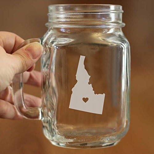 State Mason Jar Laser Etched Hometown Design Personalized Mason Jar Mug Glass Cup 16 Oz Vintage Mason Jars D¨¦cor with Handles for Drinking