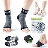 Plantar Fasciitis Relief & Recovery Kit - 9 pieces - Foot Care Compression Sleeves, Silicone Heel Protectors, Massage Ball, Cushioned Arch Supports & Inserts -Pain Relief & Increase Circulation (L/XL)