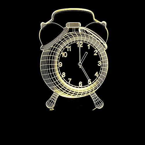 WHLQXD Fashion Creative Home Clock Seven Color 3D Lamp Creative Touch Desktop Lamp Alarm Clock 3Dled Illusion Lamp Colorful Touch Remote Control Mood Lights