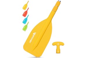 Abahub Remo Telescópico 53-106cm Remo de Emergencia de Un Solo Remo con Mango en T Timón Ligero Mini Remo Auxiliar Eje Telescópico de Aluminio para Piragüismo Kayak Inflable, Azul/Naranja/Amarillo