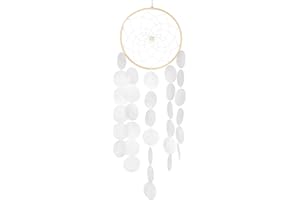 M METERXITY Seashell Wind Chimes for Outdoors, Dream Catcher Shell Wind Chime with Sea Glass Shell Wind Chime for Outdoor/Patio/Garden/Porch Decor, [White]