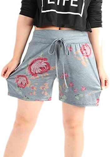 ESAILQ Shorts Women Summer Casual Floral Prints Drawstring Pants Workout Sports
