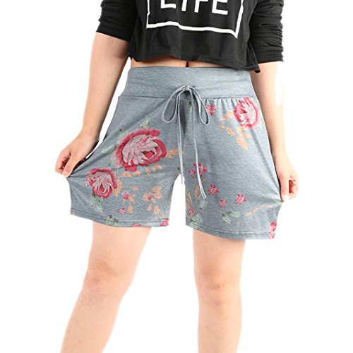 ESAILQ Shorts Women Summer Casual Floral Prints Drawstring Pants Workout Sports