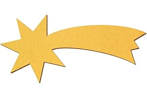 BÜTIC GMBH Goldene Holz Sternschnuppe - 3-50cm Breite - Deko Zuschnitte Größenauswahl, Größe:6cm, Pack mit:10 Stück